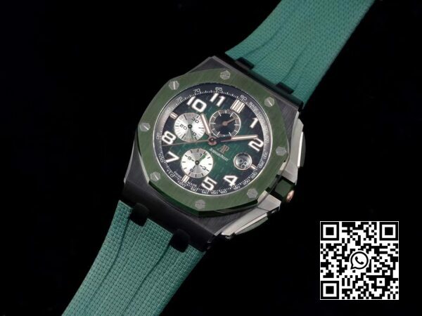 Audemars Piguet Royal Oak Offshore 2020 44mm APF Factory 11 Best Edition vihreä keraaminen kehys kumihihnassa A3126 3 Audemars Piguet Royal Oak Offshore 2020 44mm APF Factory 1:1 Best Edition Green Ceramic Bezel A31 kuminauhassa