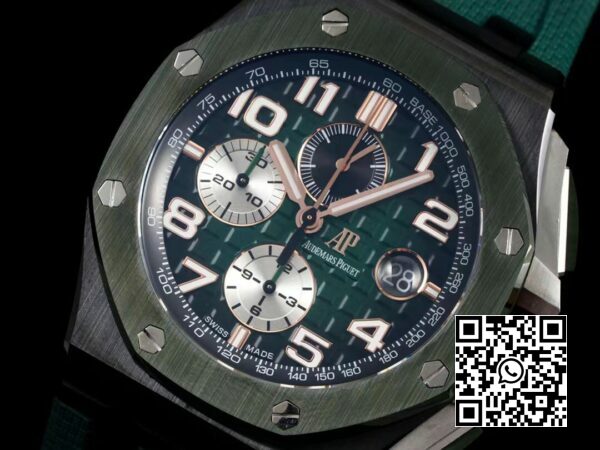 Audemars Piguet Royal Oak Offshore 2020 44mm APF Factory 11 Best Edition vihreä keraaminen kehys kumihihnassa A3126 4 Audemars Piguet Royal Oak Offshore 2020 44mm APF Factory 1:1 Best Edition Green Ceramic Bezel A31 kuminauhassa