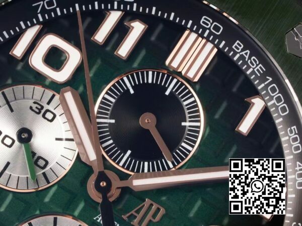 Audemars Piguet Royal Oak Offshore 2020 44mm APF Factory 11 Best Edition vihreä keraaminen kehys kumihihnassa A3126 5 Audemars Piguet Royal Oak Offshore 2020 44mm APF Factory 1:1 Best Edition Green Ceramic Bezel A3126 kuminauhassa