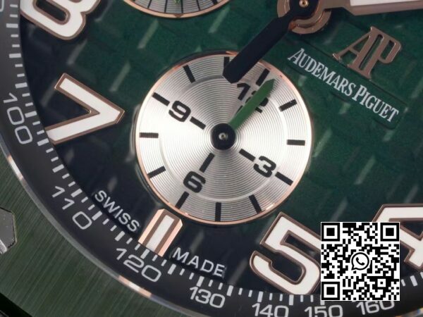 Audemars Piguet Royal Oak Offshore 2020 44mm APF Factory 11 Best Edition vihreä keraaminen kehys kumihihnassa A3126 6 Audemars Piguet Royal Oak Offshore 2020 44mm APF Factory 1:1 Best Edition Green Ceramic -kehys A3126 hihnassa