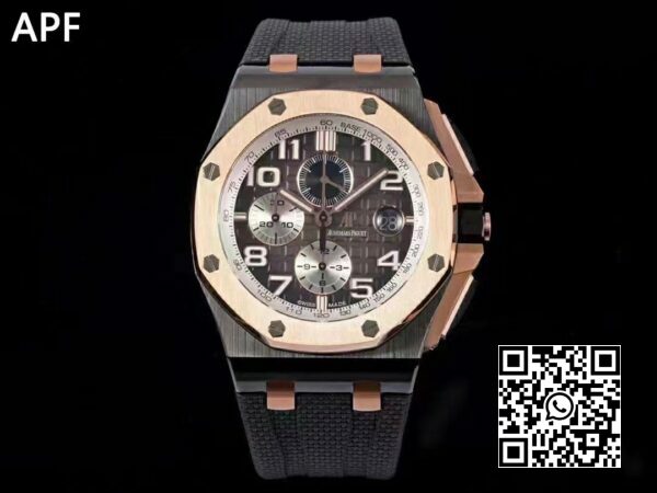 Audemars Piguet Royal Oak Offshore 2020 44 mm APF Factory 11 Best Edition RG Lünette auf Kautschukband A3126 2 Audemars Piguet Royal Oak Offshore 2020 44 mm APF Factory 1:1 Best Edition RG Lünette auf Kautschukband A3126