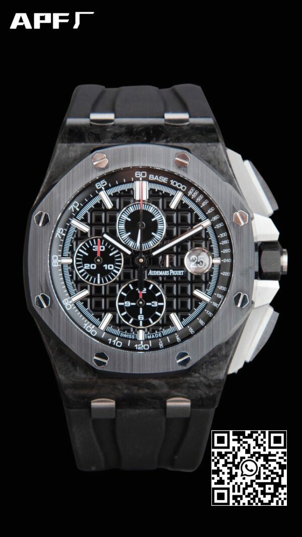 Audemars Piguet Royal Oak Offshore 44 mm schwarze Kohlefaser APF Factory 11 Best Edition schwarzes Zifferblatt 3 Audemars Piguet Royal Oak Offshore 44 mm schwarze Kohlefaser APF Factory 1:1 Best Edition schwarzes Zifferblatt