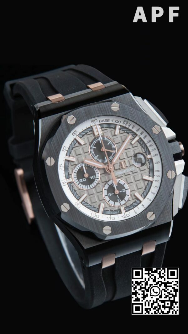 Audemars Piguet Royal Oak Offshore 44mm Μαύρη κεραμική θήκη APF Factory 11 Best Edition Γκρι/Άσπρο καντράν 3 Audemars Piguet Royal Oak Offshore 44mm Μαύρη κεραμική θήκη APF Factory 1:1 Best Edition Γκρι/Άσπρο καντράν