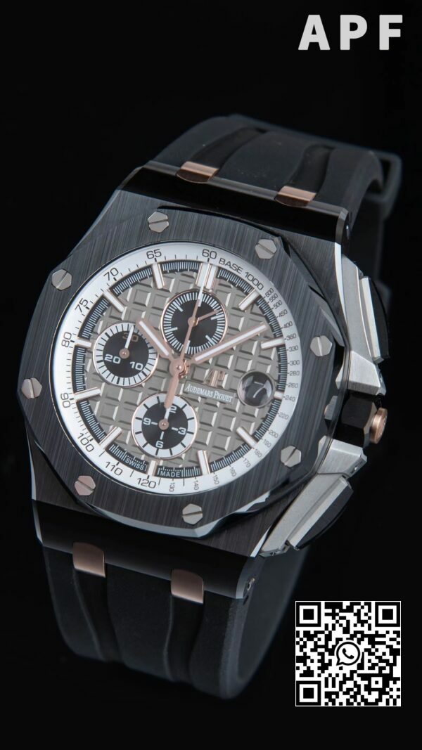 Audemars Piguet Royal Oak Offshore 44mm Μαύρη κεραμική θήκη APF Factory 11 Best Edition Γκρι/Άσπρο καντράν 4 Audemars Piguet Royal Oak Offshore 44mm Μαύρη κεραμική θήκη APF Factory 1:1 Best Edition Γκρι/Άσπρο καντράν