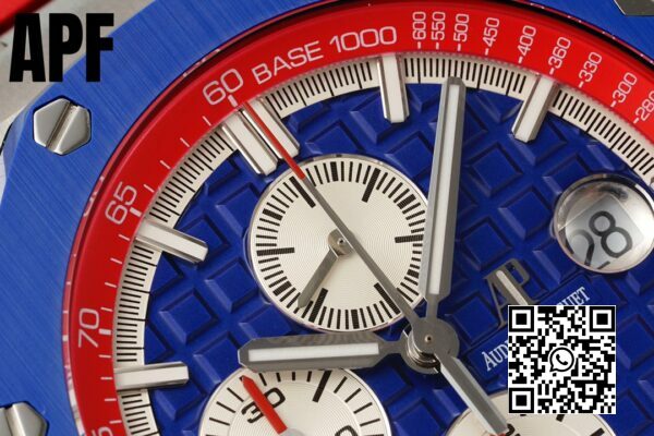 Audemars Piguet Royal Oak Offshore 44mm modrý keramický rámeček APF Factory 11 Nejlepší edice modročervený ciferník 5 Audemars Piguet Royal Oak Offshore 44mm modrý keramický rámeček APF Factory 1:1 Nejlepší edice modrý/červený ciferník