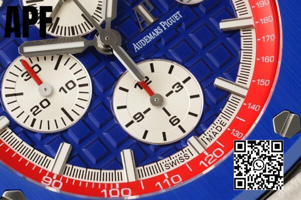 Audemars Piguet Royal Oak Offshore 44mm modrý keramický rámeček APF Factory 11 Nejlepší edice modročervený ciferník 6 Audemars Piguet Royal Oak Offshore 44mm modrý keramický rámeček APF Factory 1:1 Nejlepší edice modrý/červený ciferník