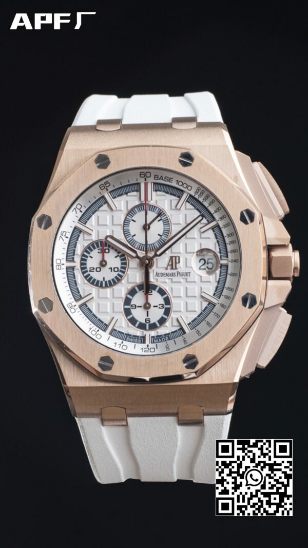 Audemars Piguet Royal Oak Offshore 44mm RG APF Factory 11 Best Edition White Dial 2 Audemars Piguet Royal Oak Offshore 44mm RG APF Factory 1:1 Best Edition White Dial