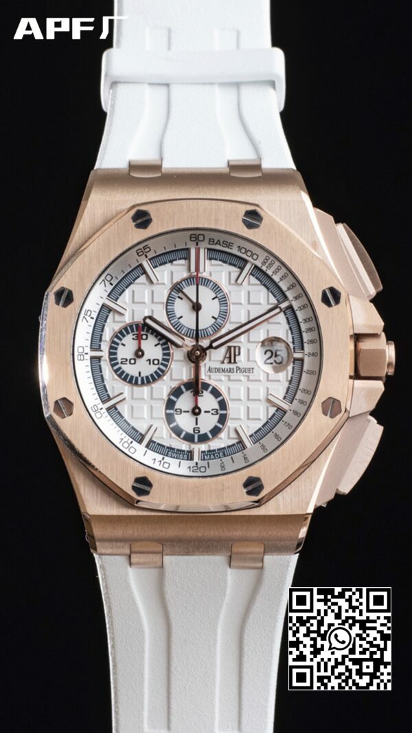 Audemars Piguet Royal Oak Offshore 44mm RG APF Factory 11 Best Edition White Dial 3 Audemars Piguet Royal Oak Offshore 44mm RG APF Factory 1:1 Best Edition White Dial