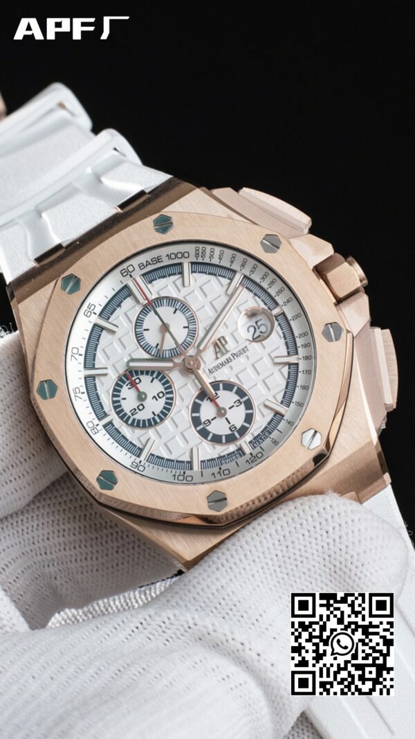 Audemars Piguet Royal Oak Offshore 44mm RG APF Factory 11 Best Edition White Dial 4 Audemars Piguet Royal Oak Offshore 44mm RG APF Factory 1:1 Best Edition White Dial
