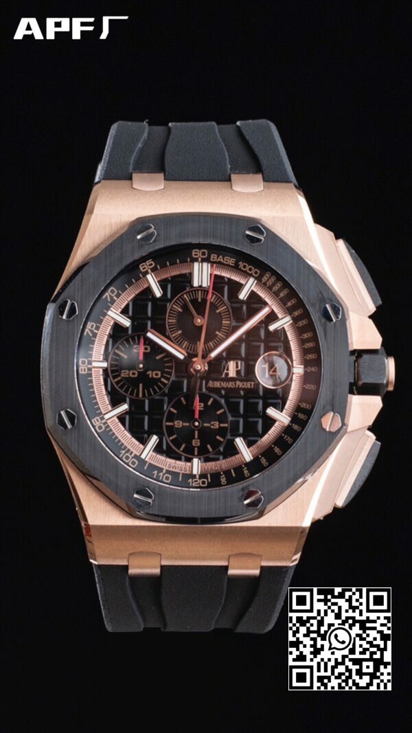 Audemars Piguet Royal Oak Offshore 44 mm RG keramische ring APF Factory 11 Best Edition zwarte wijzerplaat 2 Audemars Piguet Royal Oak Offshore 44 mm RG keramische ring APF Factory 1:1 Best Edition zwarte wijzerplaat