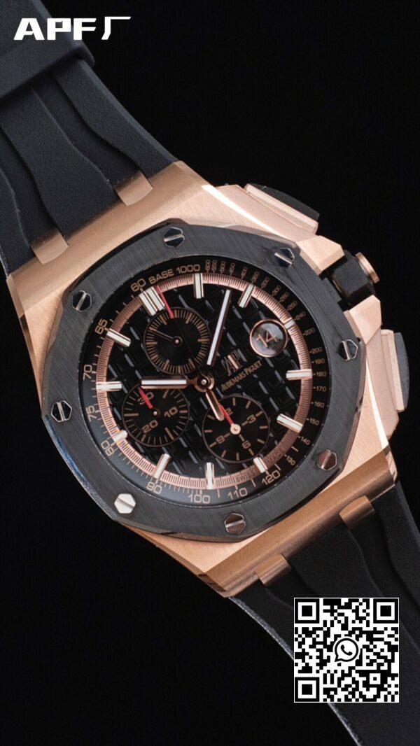 Audemars Piguet Royal Oak Offshore 44 mm RG keramische ring APF Factory 11 Best Edition zwarte wijzerplaat 3 Audemars Piguet Royal Oak Offshore 44 mm RG keramische ring APF Factory 1:1 Best Edition zwarte wijzerplaat
