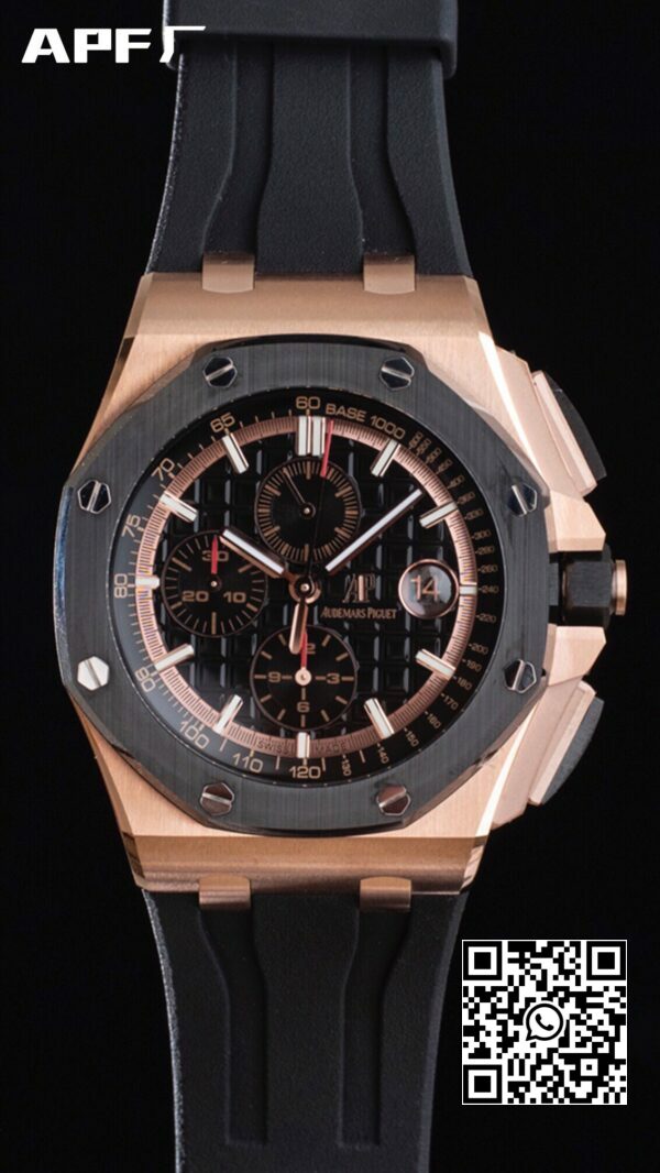 Audemars Piguet Royal Oak Offshore 44 mm RG keramische ring APF Factory 11 Best Edition zwarte wijzerplaat 4 Audemars Piguet Royal Oak Offshore 44 mm RG keramische ring APF Factory 1:1 Best Edition zwarte wijzerplaat