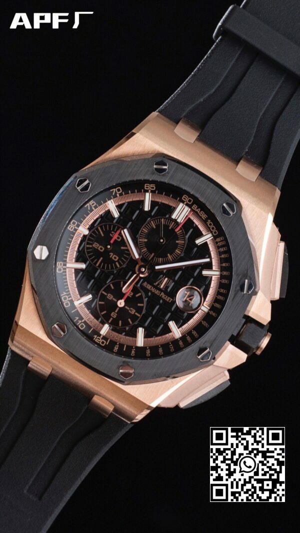 Audemars Piguet Royal Oak Offshore 44 mm RG keramische ring APF Factory 11 Best Edition zwarte wijzerplaat 5 Audemars Piguet Royal Oak Offshore 44 mm RG keramische ring APF Factory 1:1 Best Edition zwarte wijzerplaat