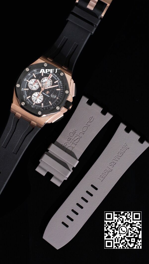 Audemars Piguet Royal Oak Offshore 44 mm RG Lunetta in ceramica APF Factory 11 Best Edition quadrante nero/bianco 1 Audemars Piguet Royal Oak Offshore 44 mm RG Lunetta in ceramica APF Factory 1:1 Best Edition quadrante nero/bianco