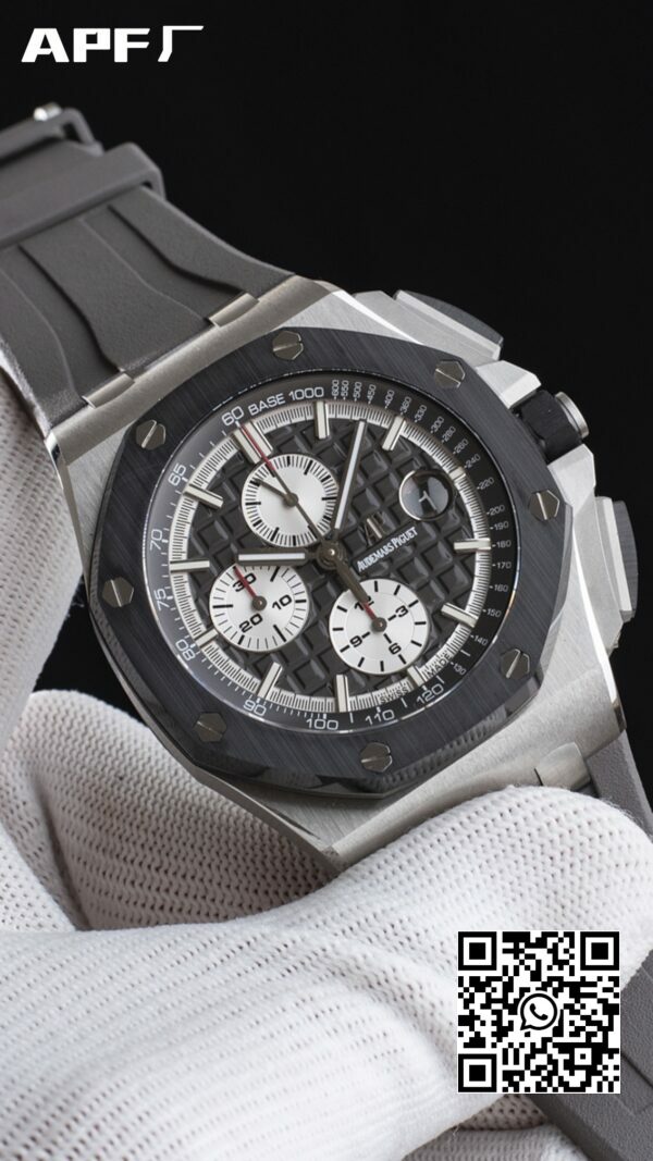 Audemars Piguet Royal Oak Offshore 44mm SS Black Ceramic Bezel APF Factory 11 Best Edition BlackWhite Dial 5 Audemars Piguet Royal Oak Offshore 44mm SS Black Ceramic Bezel APF Factory 1:1 Best Edition Black/White Dial