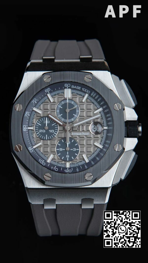 Audemars Piguet Royal Oak Offshore 44mm SS Black Ceramic Bezel APF Factory 11 Best Edition GrayBlue Dial 2 Audemars Piguet Royal Oak Offshore 44mm SS Black Ceramic Bezel APF Factory 1:1 Best Edition Gray/Blue Dial