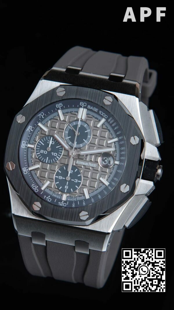 Audemars Piguet Royal Oak Offshore 44mm SS Black Ceramic Bezel APF Factory 11 Best Edition GrayBlue Dial 3 Audemars Piguet Royal Oak Offshore 44mm SS Black Ceramic Bezel APF Factory 1:1 Best Edition Gray/Blue Dial