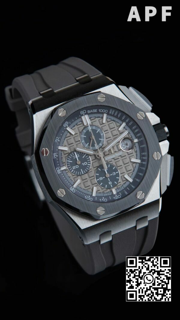 Audemars Piguet Royal Oak Offshore 44mm SS Black Ceramic Bezel APF Factory 11 Best Edition GrayBlue Dial 4 Audemars Piguet Royal Oak Offshore 44mm SS Black Ceramic Bezel APF Factory 1:1 Best Edition Gray/Blue Dial