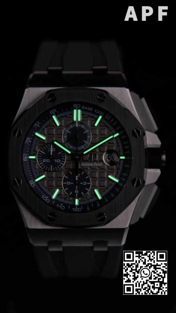 Audemars Piguet Royal Oak Offshore 44mm SS Black Ceramic Bezel APF Factory 11 Best Edition GrayBlue Dial 5 Audemars Piguet Royal Oak Offshore 44mm SS Black Ceramic Bezel APF Factory 1:1 Best Edition Gray/Blue Dial