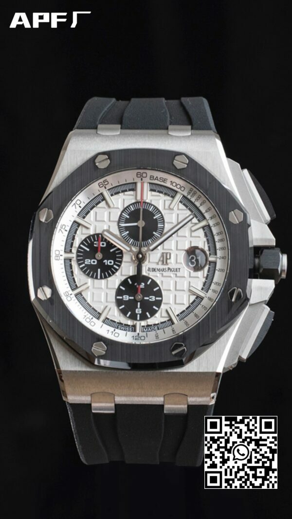 Cadran alb Audemars Piguet Royal Oak Offshore 44 mm SS APF Factory 11 Cea mai bună ediție Cadran alb 2 Cadran alb Audemars Piguet Royal Oak Offshore 44 mm SS APF Factory 1:1 Cea mai bună ediție Cadran alb