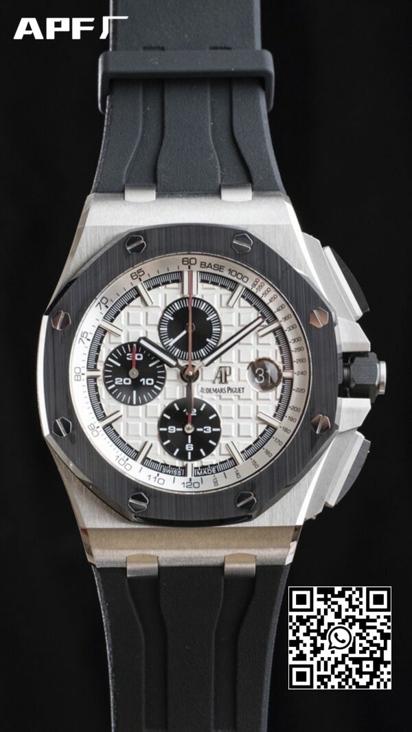 Cadran alb Audemars Piguet Royal Oak Offshore 44 mm SS APF Factory 11 Cea mai bună ediție Cadran alb 3 Cadran alb Audemars Piguet Royal Oak Offshore 44 mm SS APF Factory 1:1 Cea mai bună ediție