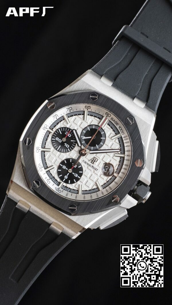 Cadran alb Audemars Piguet Royal Oak Offshore 44 mm SS APF Factory 11 Cea mai bună ediție Cadran alb 5 Cadran alb Audemars Piguet Royal Oak Offshore 44 mm SS Ceramic APF Factory 1:1 Cea mai bună ediție Cadran alb