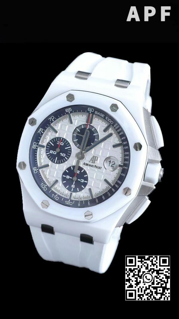 Audemars Piguet Royal Oak Offshore 44 mm hvid keramisk APF Factory 11 Best Edition hvid urskive 3 Audemars Piguet Royal Oak Offshore 44 mm hvid keramisk APF Factory 1:1 Best Edition hvid urskive