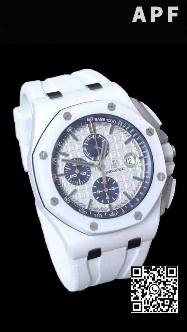 Audemars Piguet Royal Oak Offshore 44 mm hvid keramisk APF Factory 11 Best Edition hvid urskive 4 Audemars Piguet Royal Oak Offshore 44 mm hvid keramisk APF Factory 1:1 Best Edition hvid urskive