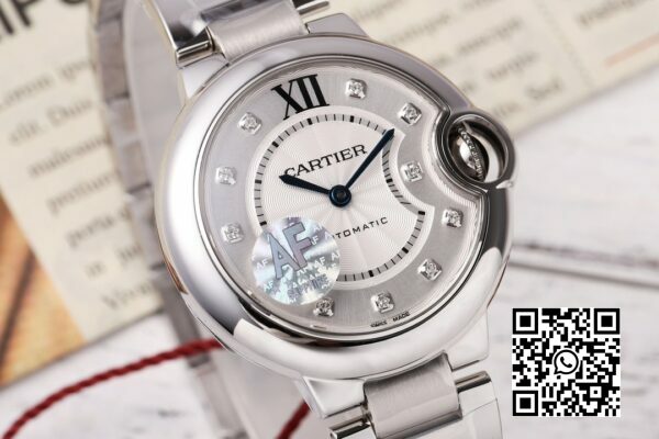 Cartier Ballon Bleu W4BB0020 33mm SS AF Factory 11 Best Edition White Diamonds Dial 5 Cartier Ballon Bleu W4BB0020 33mm SS AF Factory 1:1 Best Edition White Diamonds Dial