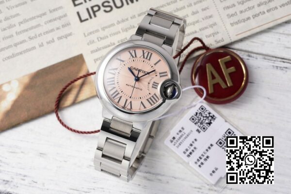 Cartier Ballon Bleu W6920100 33 mm SS AF Factory 11 Meilleure édition Cadran rose 7 Cartier Ballon Bleu W6920100 33 mm SS AF Factory 1:1 Meilleure édition Cadran rose