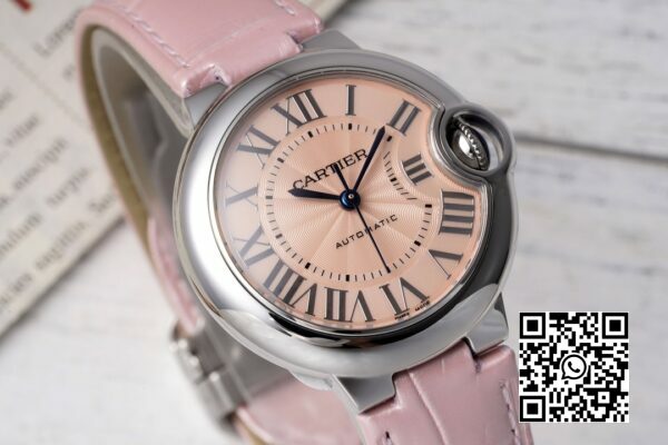 Cartier Ballon Bleu WSBB0002 33mm SS AF Factory 11 Best Edition Pink Dial 2 Cartier Ballon Bleu WSBB0002 33mm SS AF Factory 1:1 Best Edition Pink Dial