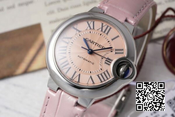 Cartier Ballon Bleu WSBB0002 33mm SS AF Factory 11 Best Edition Pink Dial 5 Cartier Ballon Bleu WSBB0002 33mm SS AF Factory 1:1 Best Edition Pink Dial