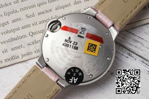 Cartier Ballon Bleu WSBB0002 33mm SS AF Factory 11 Best Edition Pink Dial 6 Cartier Ballon Bleu WSBB0002 33mm SS AF Factory 1:1 Best Edition Pink Dial