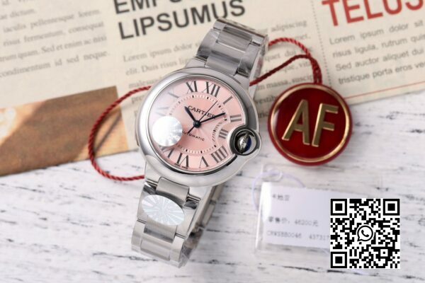 Cartier Ballon Bleu WSBB0033 33 mm SS AF Factory 11 Best Edition Cadran texturé rose 5 Cartier Ballon Bleu WSBB0033 33 mm SS AF Factory 1:1 Best Edition Cadran texturé rose