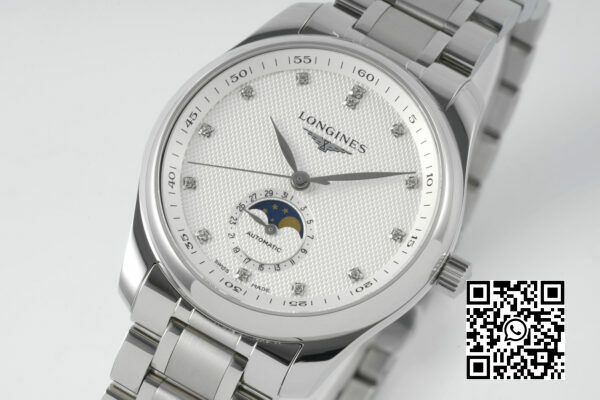 Longines Master Moonphase SS APS Factory 11 Best Edition White Diamonds Dial 5 1 Longines Master Moonphase SS APS Factory 1:1 Best Edition White Diamonds Dial