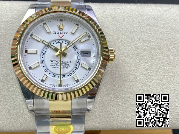 Rolex Skydweller 326933 SSYG Noob Factory Best Edition White Dial 2 Rolex Skydweller 326933 SS/YG Noob Factory 1:1 Best Edition White Dial