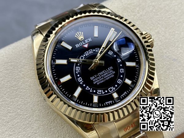 Rolex Skydweller 326938 YG Noob Factory Best Edition Czarna tarcza 2 Rolex Skydweller 326938 YG Noob Factory 1:1 Best Edition Czarna tarcza