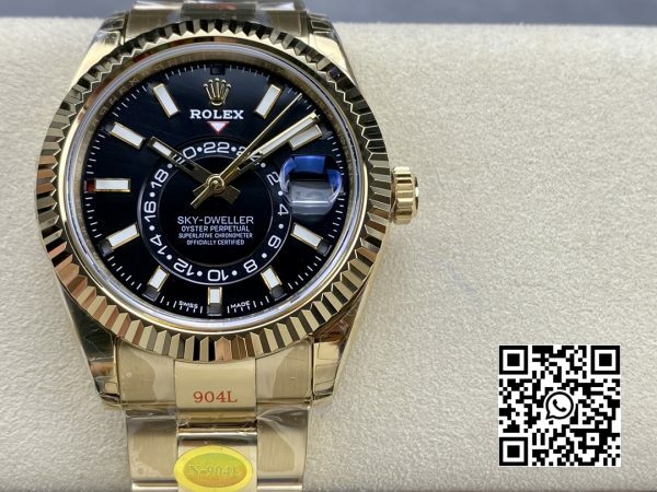 Rolex Skydweller 326938 YG Noob Factory Best Edition Czarna tarcza 3 Rolex Skydweller 326938 YG Noob Factory 1:1 Best Edition Czarna tarcza