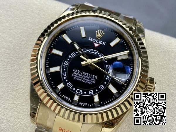 Rolex Skydweller 326938 YG Noob Factory Best Edition Czarna tarcza 4 Rolex Skydweller 326938 YG Noob Factory 1:1 Best Edition Czarna tarcza