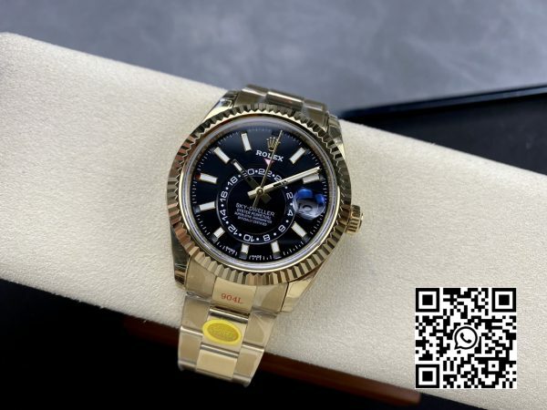 Rolex Skydweller 326938 YG Noob Factory Najlepsza edycja Czarna tarcza 5 Rolex Skydweller 326938 YG Noob Factory 1:1 Najlepsza edycja Czarna tarcza