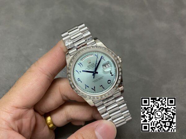 Rolex DayDate 228236 40 mm GM Factory 11 Best Edition Eisblaues Zifferblatt mit Karomuster 6 Rolex DayDate 228236 40 mm GM Factory 1:1 Best Edition Eisblaues Zifferblatt mit Karomuster