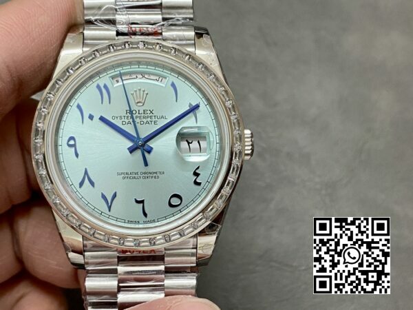 Rolex DayDate 228236 40 mm GM Factory 11 Best Edition Eisblaues Zifferblatt mit Karomuster 8 Rolex DayDate 228236 40 mm GM Factory 1:1 Best Edition Eisblaues Zifferblatt mit Karomuster