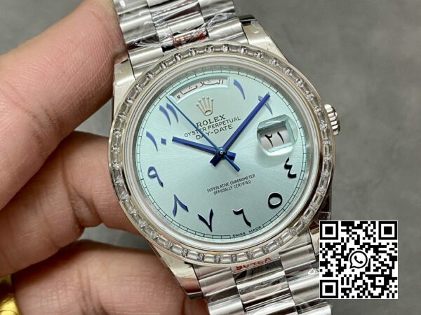 Rolex DayDate 228236 40 mm GM Factory 11 Best Edition Eisblaues Zifferblatt mit Karomuster 9 Rolex DayDate 228236 40 mm GM Factory 1:1 Best Edition Eisblaues Zifferblatt mit Karomuster